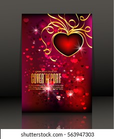 Template Covers for books. Background with red hearts on Valentine's Day. Vector.