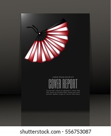 Template Covers for books. Black Chinese New Year background with red fan. Vector. 