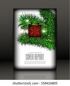 Template Covers for books. Christmas background with tree branches. Vector.