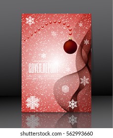 Template Covers for books. Christmas background with red ball.  Vector.