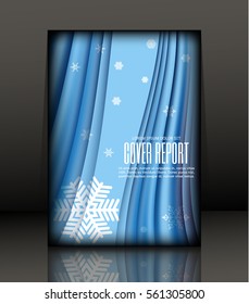 Template Covers for books. Christmas blue background with snowflakes. Vector.