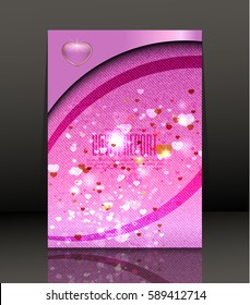 Template Covers for books. Pink background with hearts for Valentine's Day. Vector.