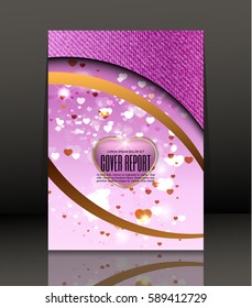 Template Covers for books. Pink background with hearts for Valentine's Day. Vector.