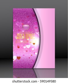 Template Covers for books. Pink background with hearts for Valentine's Day. Vector.