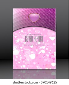 Template Covers for books. Pink background with hearts for Valentine's Day. Vector.