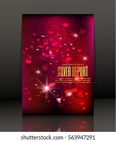 Template Covers for books. Red background with hearts on Valentine's Day. Vector.
