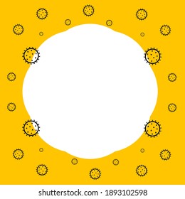 The template of covid on yellow background.