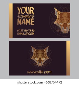 Template for creating business cards and banners with space for text with a picture of a fox face.