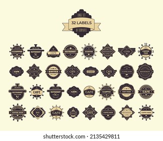 Template for creating emblems, packaging, brand style. 20 vector icons,symbols in retro style.