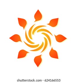 Template for creating a logo in the form of a curl. Stylized sun. Eco style icon. Round dynamic simple element.