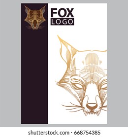 Template for creating a poster with a place for text with a picture of a fox face.