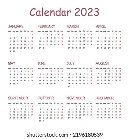 Plantilla para crear un calendario de pared para 2023