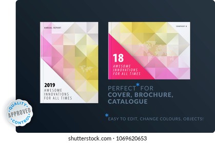 Template. Creative abstract design of brochure set, horizontal cover, flyer in A4