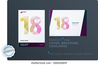 Template. Creative abstract design of brochure set, horizontal cover, flyer in A4