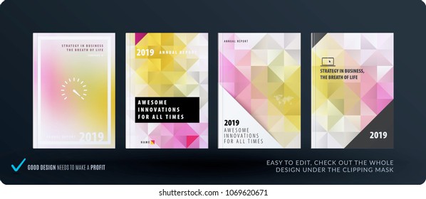 Template. Creative abstract design of brochure set, horizontal cover, flyer in A4