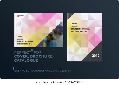 Template. Creative abstract design of brochure set, horizontal cover, flyer in A4