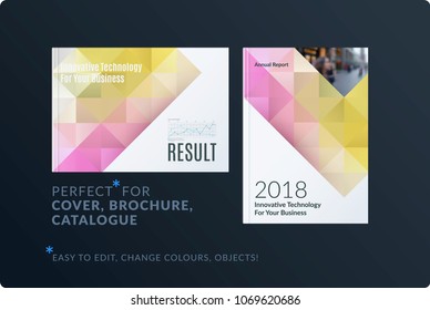 Template. Creative abstract design of brochure set, horizontal cover, flyer in A4