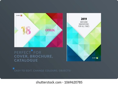Template. Creative abstract design of brochure set, horizontal cover, flyer in A4