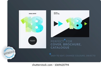 Template. Creative abstract design of brochure set, horizontal cover, flyer in A4