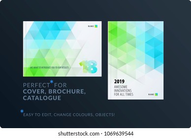 Template. Creative abstract design of brochure set, horizontal cover, flyer in A4