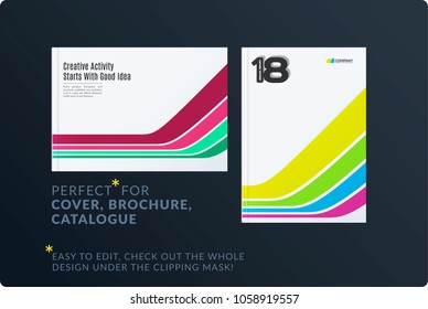 Template. Creative abstract minimal design of brochure set, annual report, horizontal cover, flyer in A4