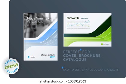 Template. Creative abstract minimal design of brochure set, annual report, horizontal cover, flyer in A4