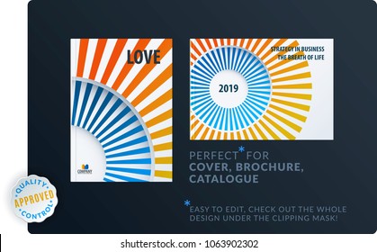 Template. Creative abstract minimal design of brochure set, annual report, horizontal cover
