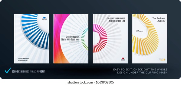 Template. Creative abstract minimal design of brochure set, annual report, horizontal cover