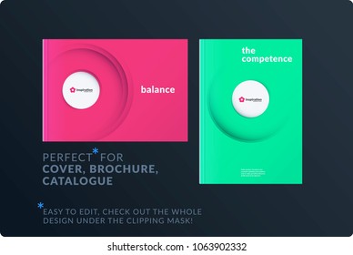 Template. Creative abstract minimal design of brochure set, annual report, horizontal cover