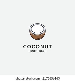 Plantilla creativo y divertido vector de logotipo de frutos de coco