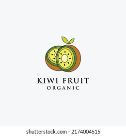 Template Creative And Fun Kiwi Fruit Logo Vector