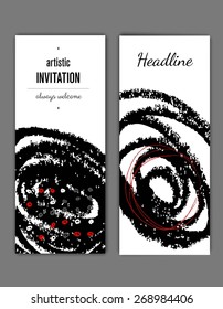 Template. Creative trendy grunge card. Hand Drawn pastel chalk textures. Invitation card.
