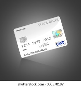 Template of credit card, isolated on white, vector illustration