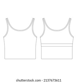 Template cropped fit bra top vector illustration flat design outline clothing collection