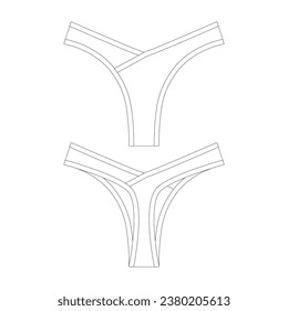 plantilla cruzada frente a baja altura de la ropa interior ilustración vectorial diseño plano de la colección de ropa
