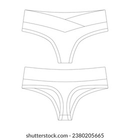 Vorlagenquerschnitt Unterwäsche Vektorgrafik flache Konturbekleidung