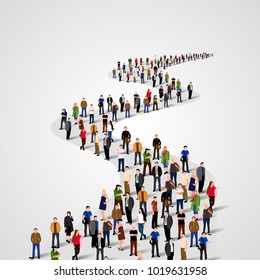 Template With A Crowd Of Business People Standing In A Line. People Crowd. Vector Illustration