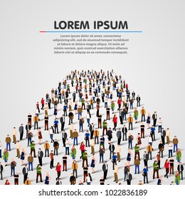 Template with a crowd of business people standing in a line. People crowd. Vector illustration