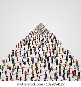 Template with a crowd of business people standing in a line. People crowd. Vector illustration