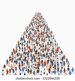 Template with a crowd of business people standing in a line. People crowd. Vector illustration