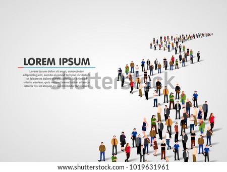 Template with a crowd of business people standing in a line. People crowd. Vector illustration