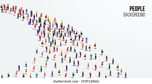 Template with a crowd of people standing in a line. People crowd. Vector illustration