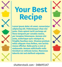 Template for culinary recipe, vector illustration