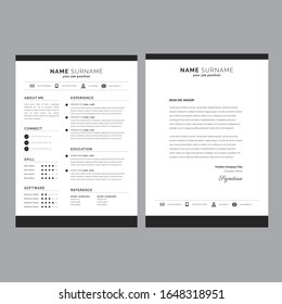 Template Curriculum Vitae with Black White Details