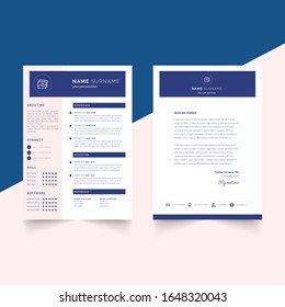 Plantilla Curriculum Vitae con detalles color rosa azul