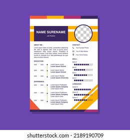 Template Curriculum Vitae Vector Design