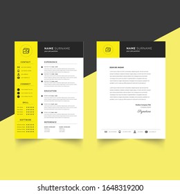 Plantilla Curriculum Vitae con detalles amarillos negros