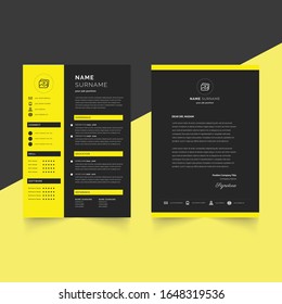 Template Curriculum Vitae with Yellow Black Details