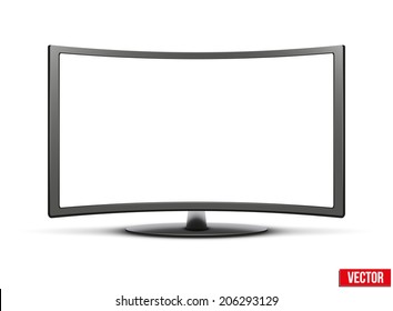 Template of curved wide screen led or lcd tv monitor. Vector Illustration isolated on white