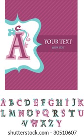 Template customary design for greeting card and alphabet